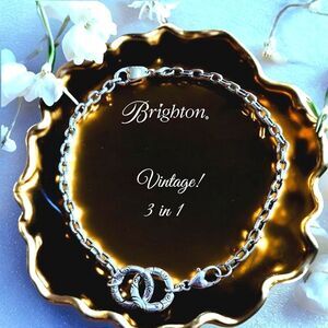 BRIGHTON 3 in 1 Silver Circle Choker Necklace/Bracelets VINTAGE INSPIRED!